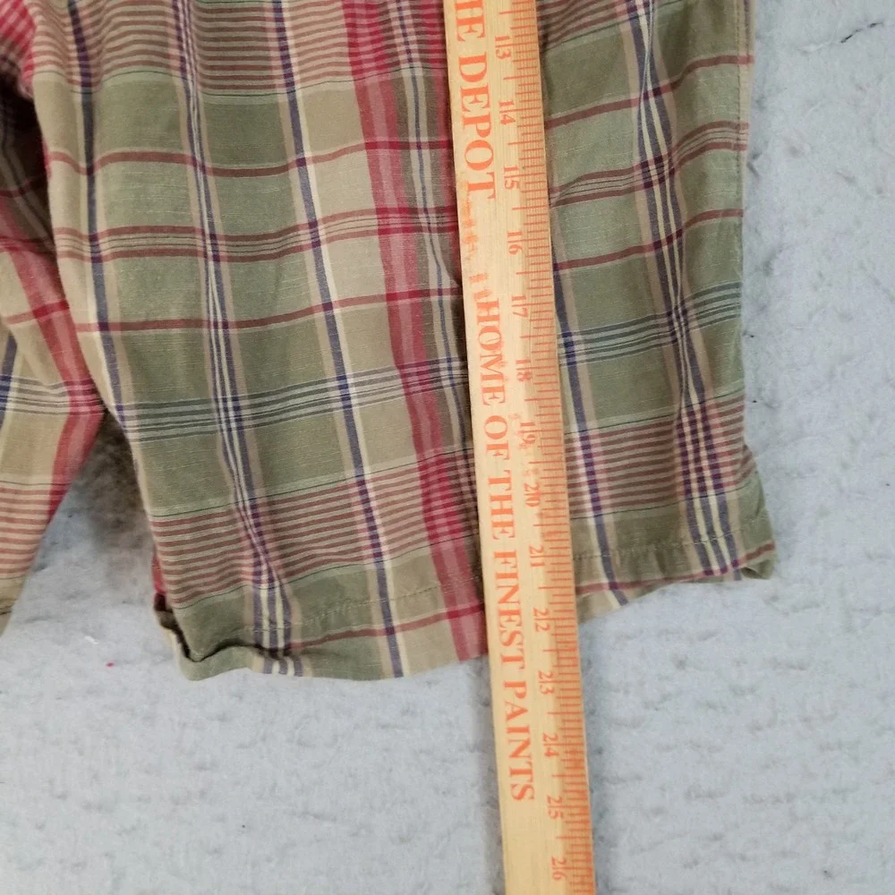 Banana Republic Shorts Mens 36 Brown Red Plaid Cotton Flat Front Casual Chino